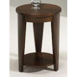  Oasis Round Chairside Table by Hammary   Rich Medium Brown 