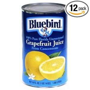 Bluebird Unsweetened Grapefruit Juice, 46 Ounce Cans (Pack of 12 