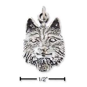  Sterling Silver Wolf Head Charm   JewelryWeb Jewelry
