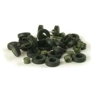   Military HO Assorted Armies Rubber Tires & Wheels pkg(46) Toys