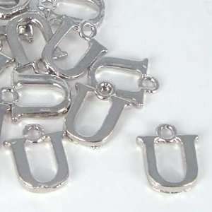  Alphabet Letter Charm 1/2 Silver Pewter U Arts, Crafts & Sewing