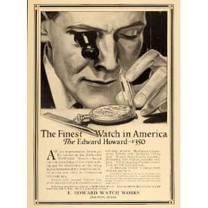 1913 Vintage Ad Edward Howard Watch Horologist Loupe   Original Print 