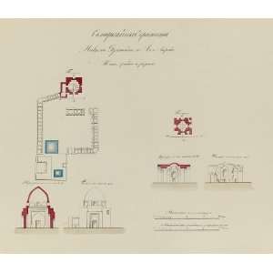 Mausoleum,Rukhabat, Ak Sarai,plans,facades,c1868 