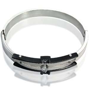   Stainless Steel Bracelet with Center Stone CZ Accent(Diameter 57mm