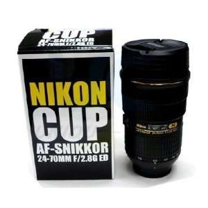    Coffee Mug in the Shape of Nikon 24 70 Lens, Interior Is Stainless