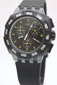   Swatch Black Hero Chronograph Date Rubber Band Watch SUIB414  