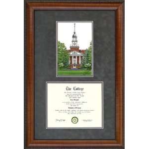 Hanover College Document Frame with Campus Lithograph  