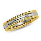 Mens 14k Two Tone Gold Wedding Band Man Carved Ring 7mm