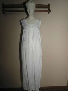 NWT $66 Eileen West Long White Lawn Cotton Nightgown Gown Sizes S M L 