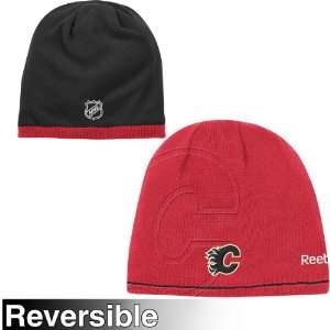 Reebok Calgary Flames Youth Center Ice Reversible Knit Hat One Size 
