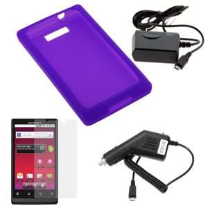 GTMax Purple Soft Silicone Skin Cover Case + Car Charger + Home Travel 