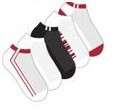 SOCKS Ladies RED BLACK WHITE No Show Golf Ankle 5 Pr  