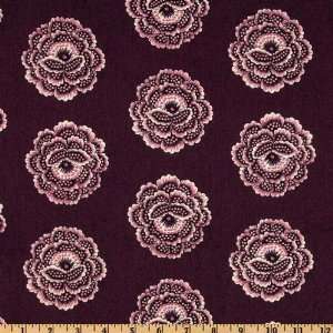  44 Wide Jacobean Jewels Floral Dark Plum Fabric By The 