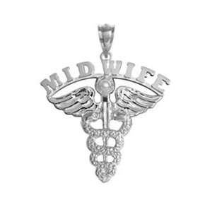  NursingPin   Midwife Pendant / Charm in Silver Jewelry and 