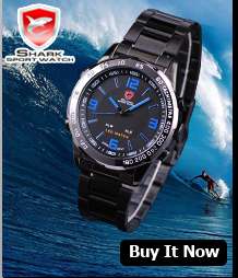 New SHARK Date Day Analog Men Sports Quartz Wrist Watch  