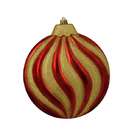 CC Christmas Decor Large Red and Gold Glitter Swirl Shatterproof 