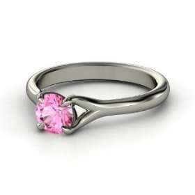 Cynthia Ring, Round Pink Sapphire Platinum Ring Jewelry