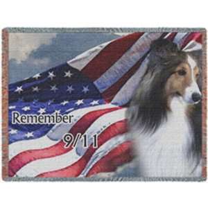  Sheltie Dog 9/11 Woven Throw Blanket 50 x 60