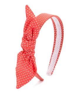 Coral (Orange) Coral Spotty Bow Hair Band  250359283  New Look