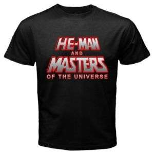 Custom He Man Retro Cartoon Series logo Black T shirt  