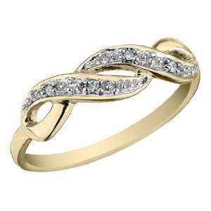 Infinity Diamond Promise Ring in 10K Yellow Gold, Size 6.5 