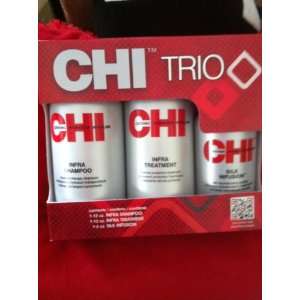   Chi Trio Infra 12oz Shampoo,12oz Treatment,6oz Silk Infusion Beauty