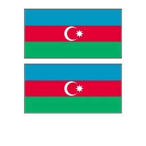  2 Azerbaijan Azerbaijani Flag Stickers Decal Bumper Window 