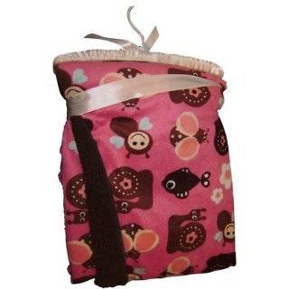   Sherpa Back Printed Baby Blanket w/ Magenta Lady Bugs & Snails