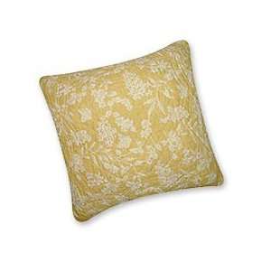  Yellow Toile QuiltedThrow Pillow