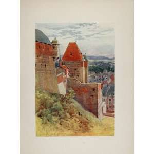  1905 Print Castle Chateau Dieppe France Architecture 