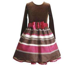 NWT* BONNIE JEAN Brown Stripe Party Dress Size 4 6X  