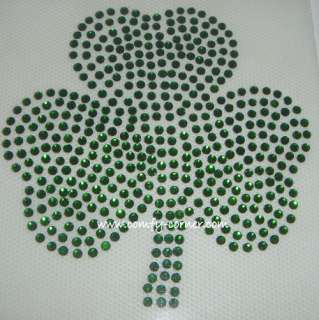 Rhinestone Hot Fix Iron On Transfer St Patricks Day Clover Filled In 