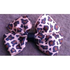 Cheetah (Dark) 3 Inch Double Boutique Bow   With Black 