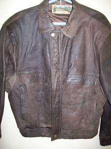 Vintage Mens Brown Leather Bomber Coat Jacket Sz Medium  