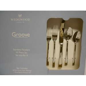  Wedgwood Groove Stainless Flatware Set , Service for 8, 45 