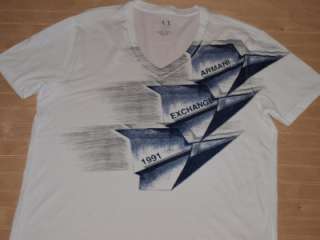 Armani Exchange Inflight V neck T Shirt White NWT  