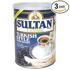 Sultan Turkish Coffee, 14 Ounce Cans (Pack of 3)  Grocery 