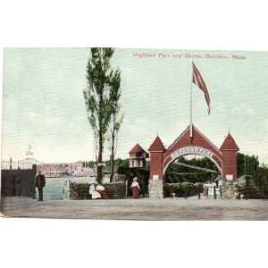   Vintage Postcard   Highland Park and Chutes   Brockton Massachusetts