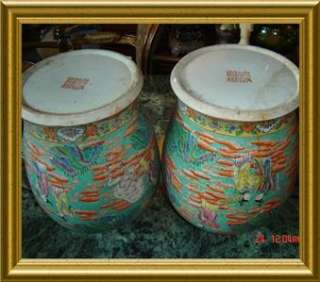 ANTIQUE CHINESE QING PAIR TEMPLE,GINGER JAR AND COVER  