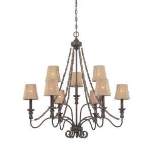   Seville Iron Chandelier with Burlap Shade 27529 SI