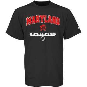  Russell Maryland Terrapins Black Baseball T shirt Sports 