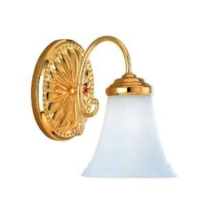   Majestic 1 Light Wall Sconce in Polished Brass with White Marble Glass