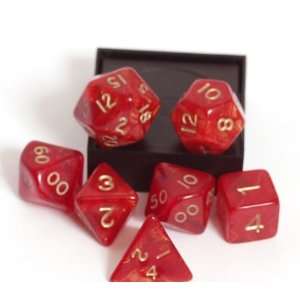  Red Gold Mist 7 piece Dice Set Toys & Games