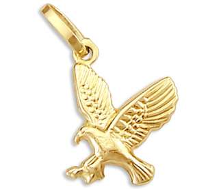 14k Yellow Gold Eagle Bird Charm Pendant New Small  