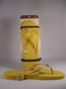   Phillips Jordi Flip Flops With Snaps Yellow Sizes 6,7,9,10 New  