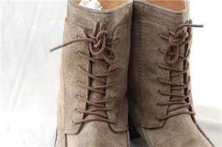   Elizabeth and James Suede Lace up Bootie Boots Light Brown 7 8  