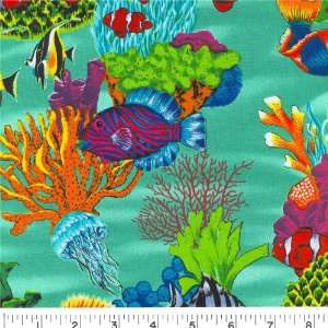  58 Wide Reef Fish Fabric By The Yard Arts, Crafts 