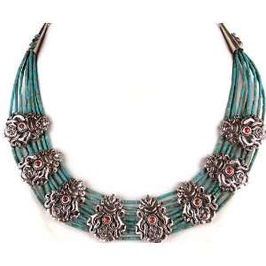  Pair of Fish (Ashtamangala) Turquoise Beaded Necklace with 