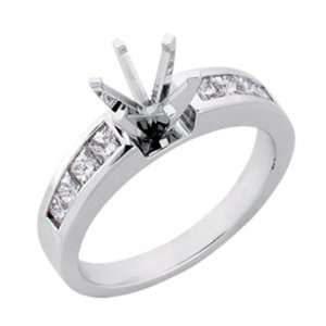 14K White Gold 0.6cttw Princess Diamond Semi Mount Engagement Ring