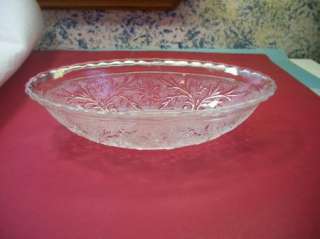 Anchor Hocking Glass Clear Crystal Sandwich Oval Bowl  